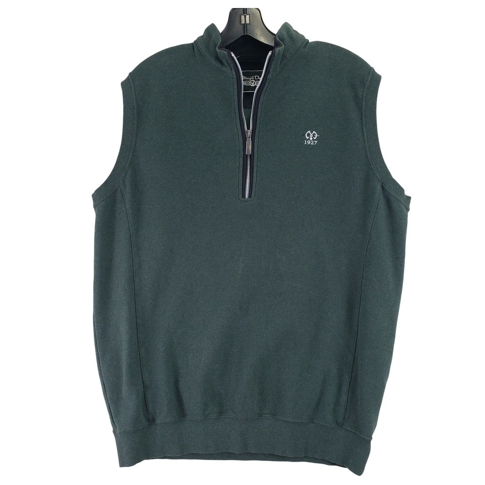 Straight Down Quarter Zip Sweater Vest Mens L Green Golf Preppy Classic Golfcore